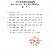 关于2021—2022年度采暖季停暖的公告